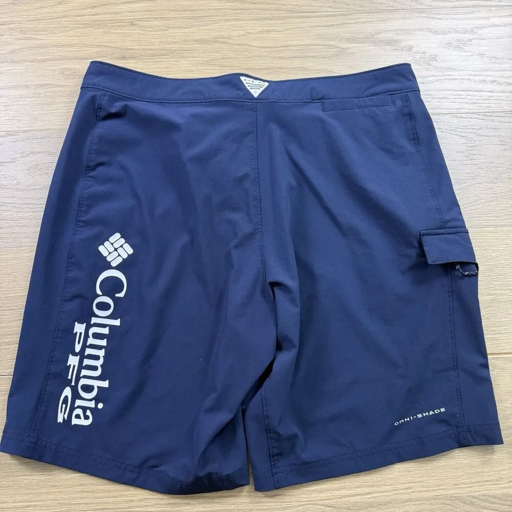 Columbia Shorts Men 34x9 PFG Terminal Tackle Board Shorts Fishing Beach Blue